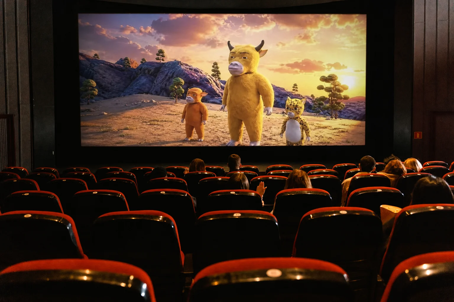 Niu Lai playing on a cinema screen
